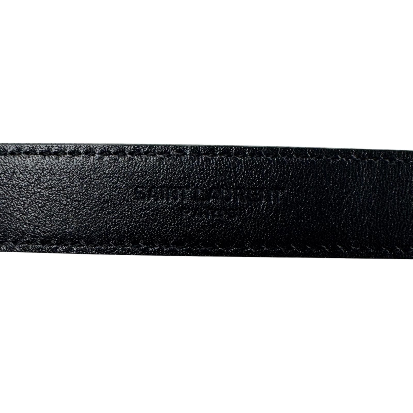 Saint Laurent YSL Yves Push Pin Buckle Belt 100 Shiny Leather