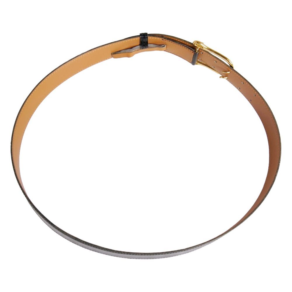 Hermes Vintage Leather Belt Black Gold Buckle