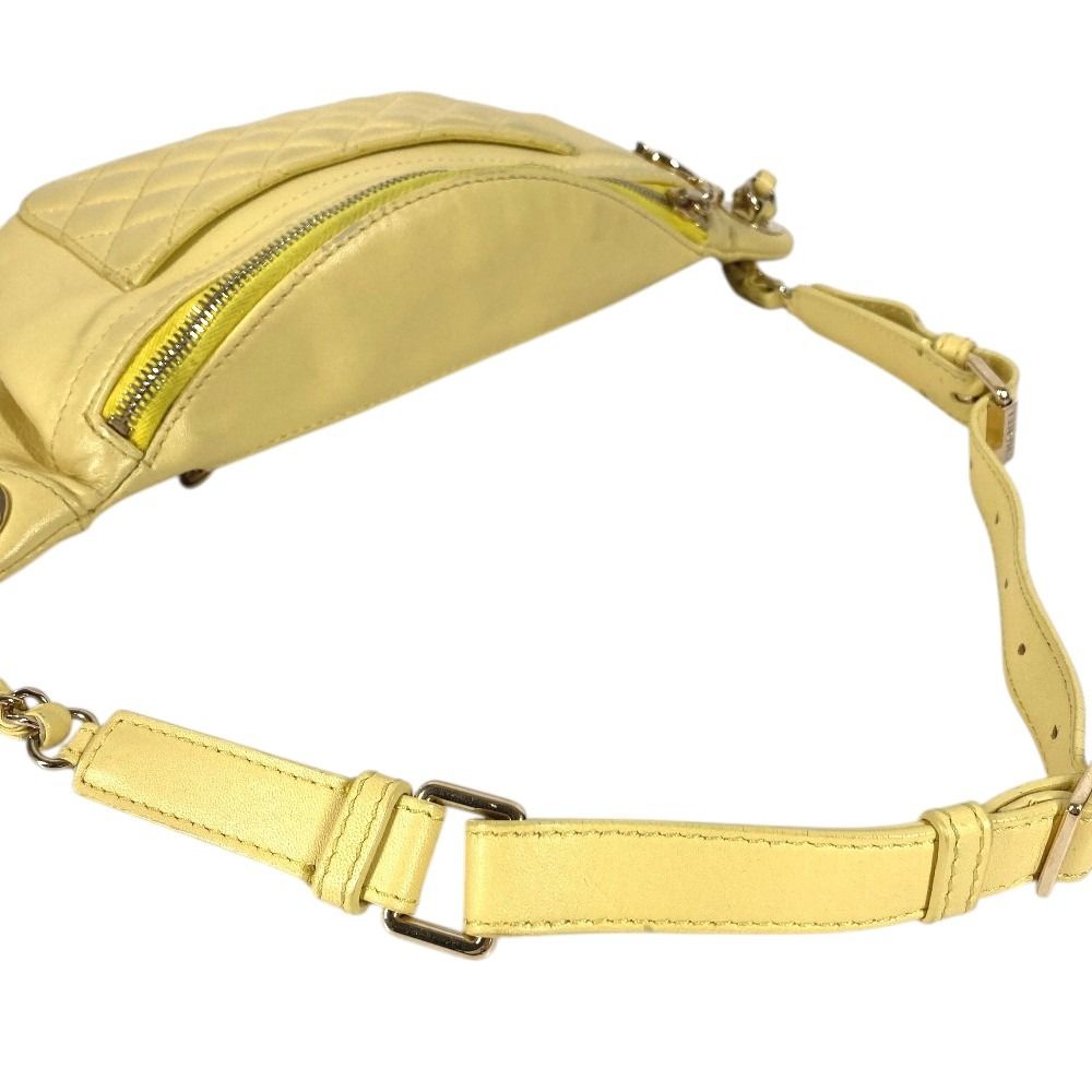 Chanel Belt Bag CC Logo Leather Yellow