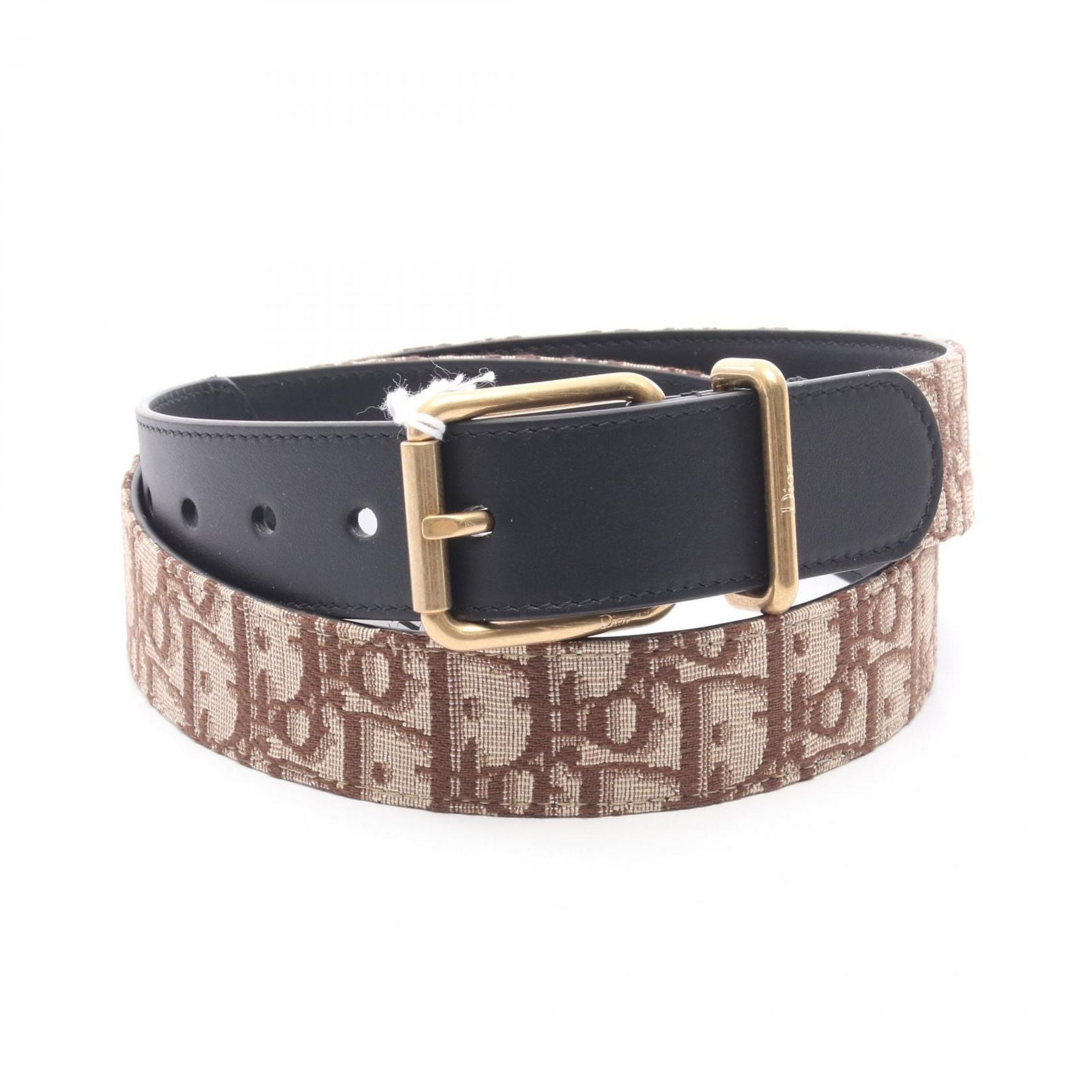 Dior Belt Oblique Brown Canvas Leather