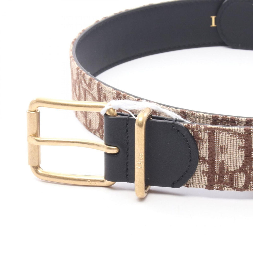 Dior Belt Oblique Brown Canvas Leather