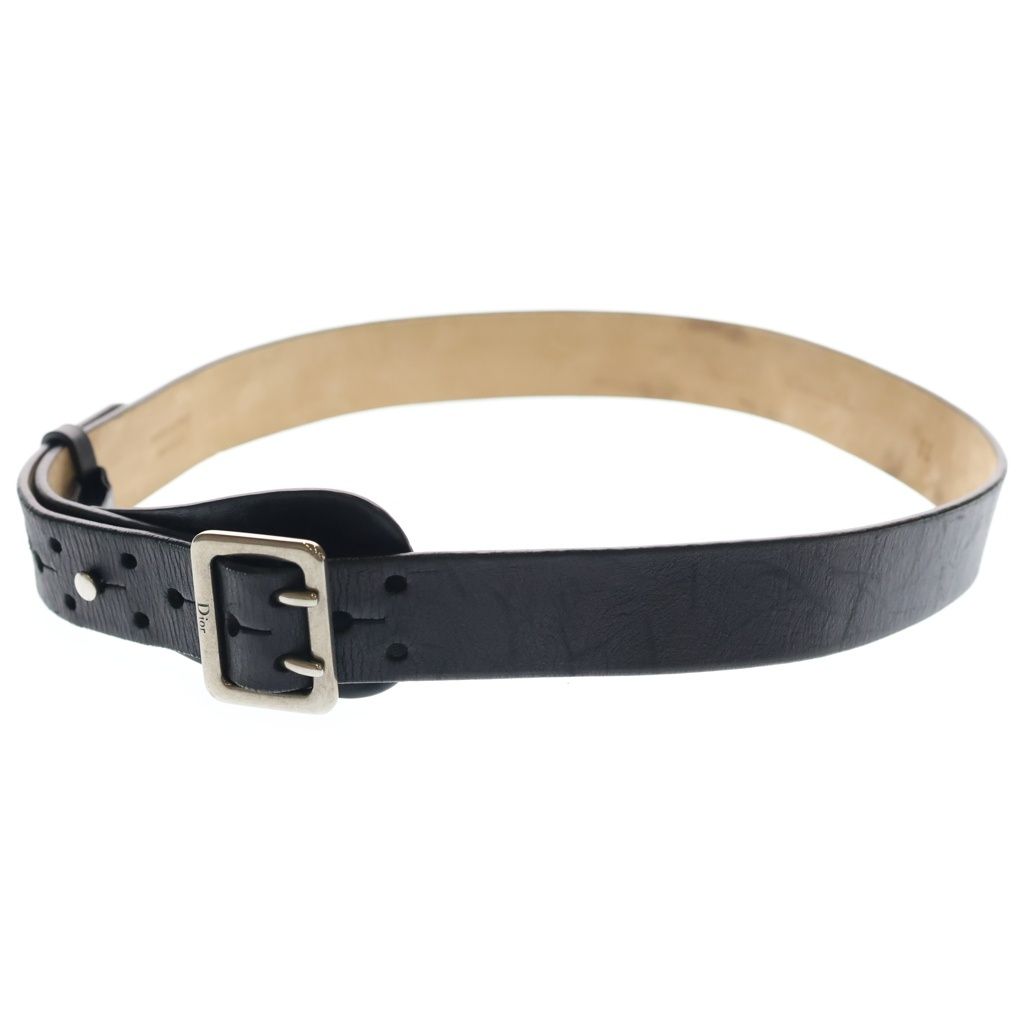Dior Log Leather Belt Black Silver