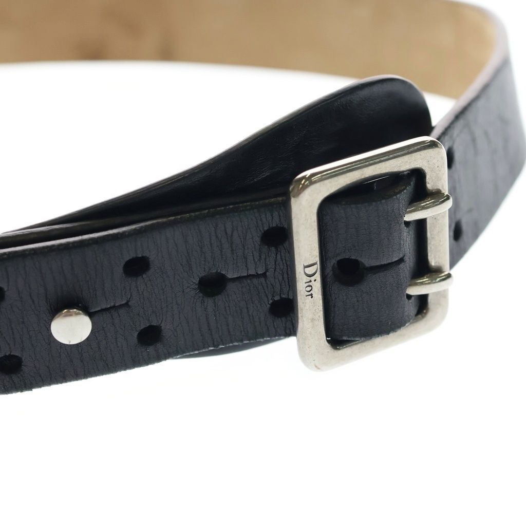 Dior Log Leather Belt Black Silver
