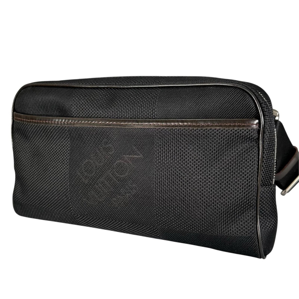 Louis Vuitton Acrobat Damier Geant Noir Leather Nylon Black Belt Bag Silver