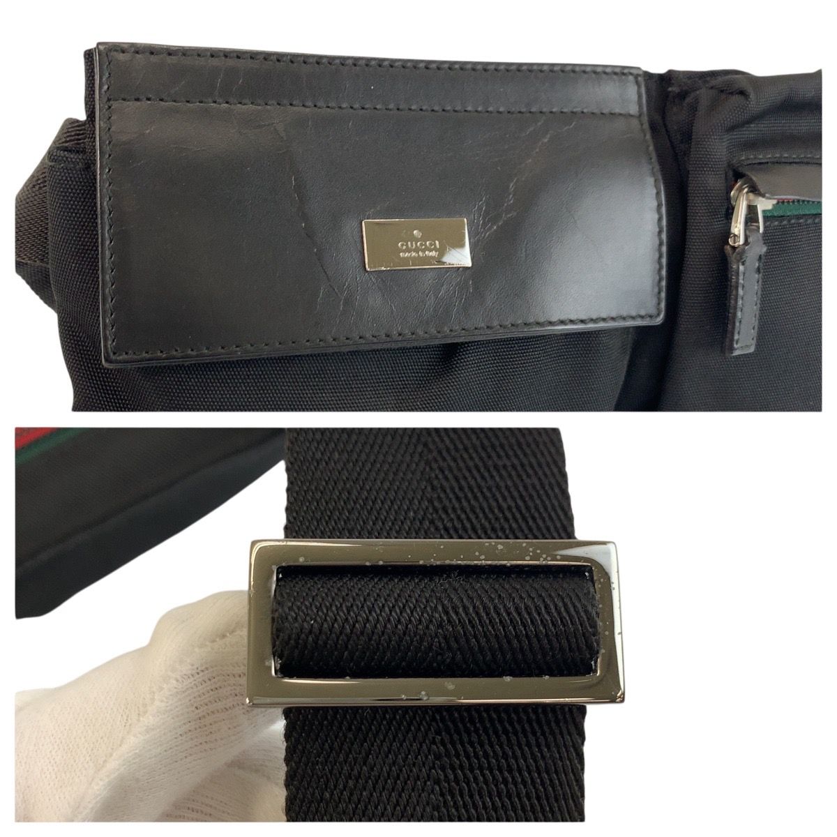 Gucci Sherry Line Black Nylon Leather Belt Bag