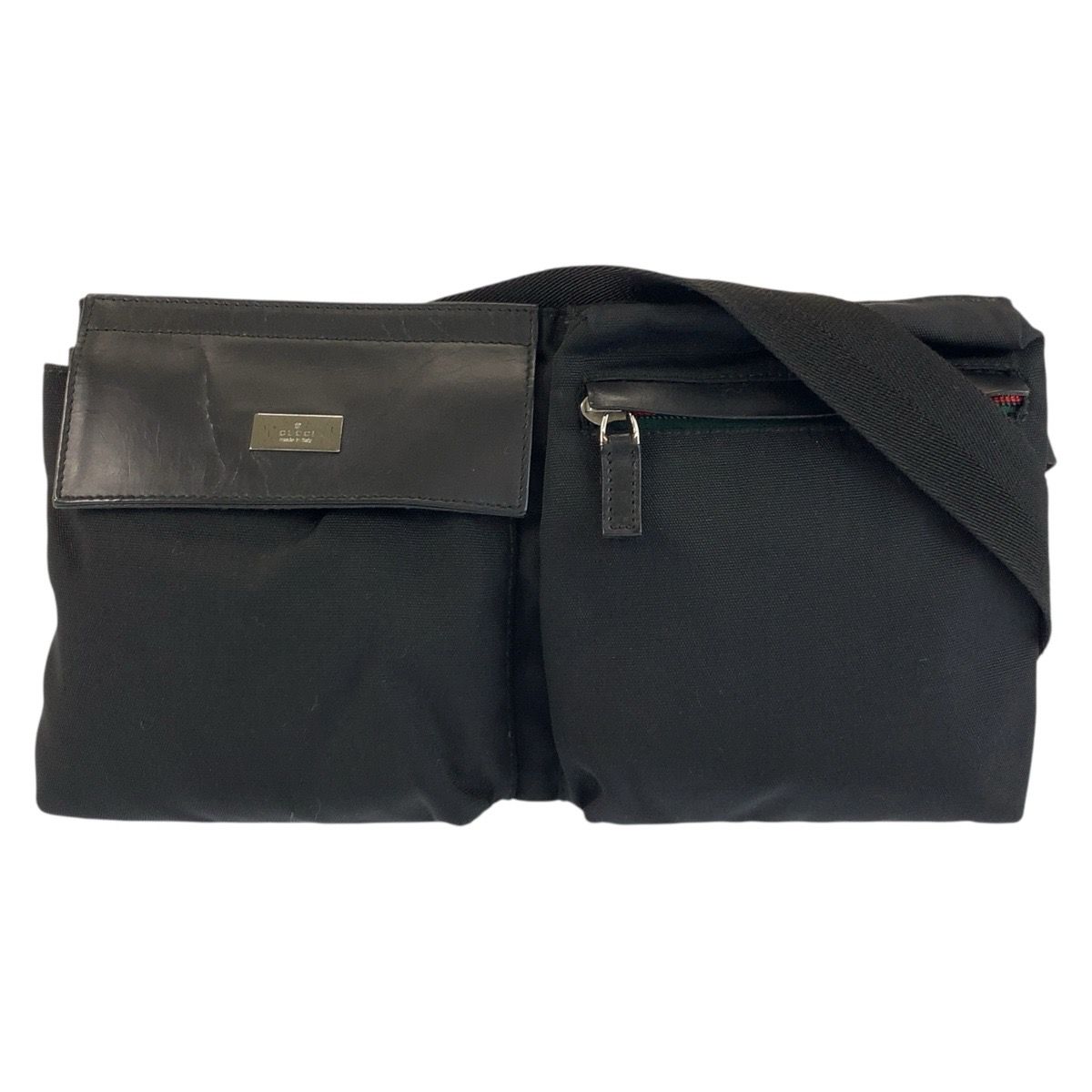Gucci Sherry Line Black Nylon Leather Belt Bag