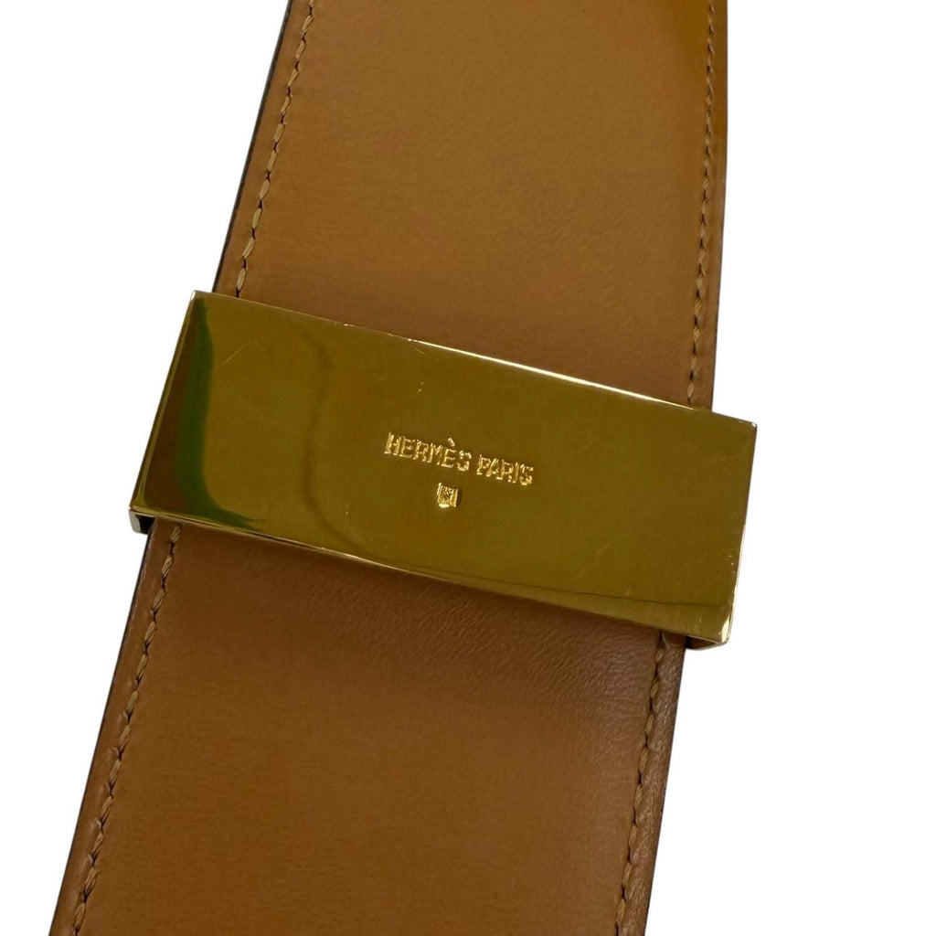 Hermes Vintage Collier de Chien 50 Gold Leather Belt Black 65