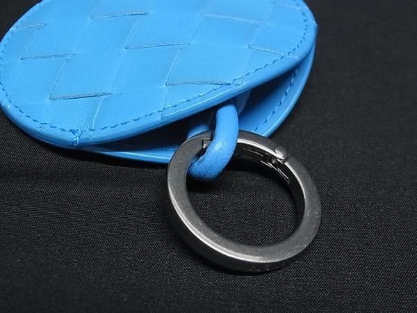 Bottega Veneta Bag Charm Intrecciato Blue Leather Key Holder Key Ring