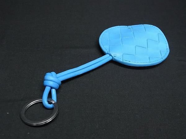 Bottega Veneta Bag Charm Intrecciato Blue Leather Key Holder Key Ring