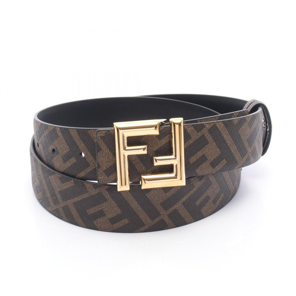 Fendi Belt Round FF Reversible Black Leather