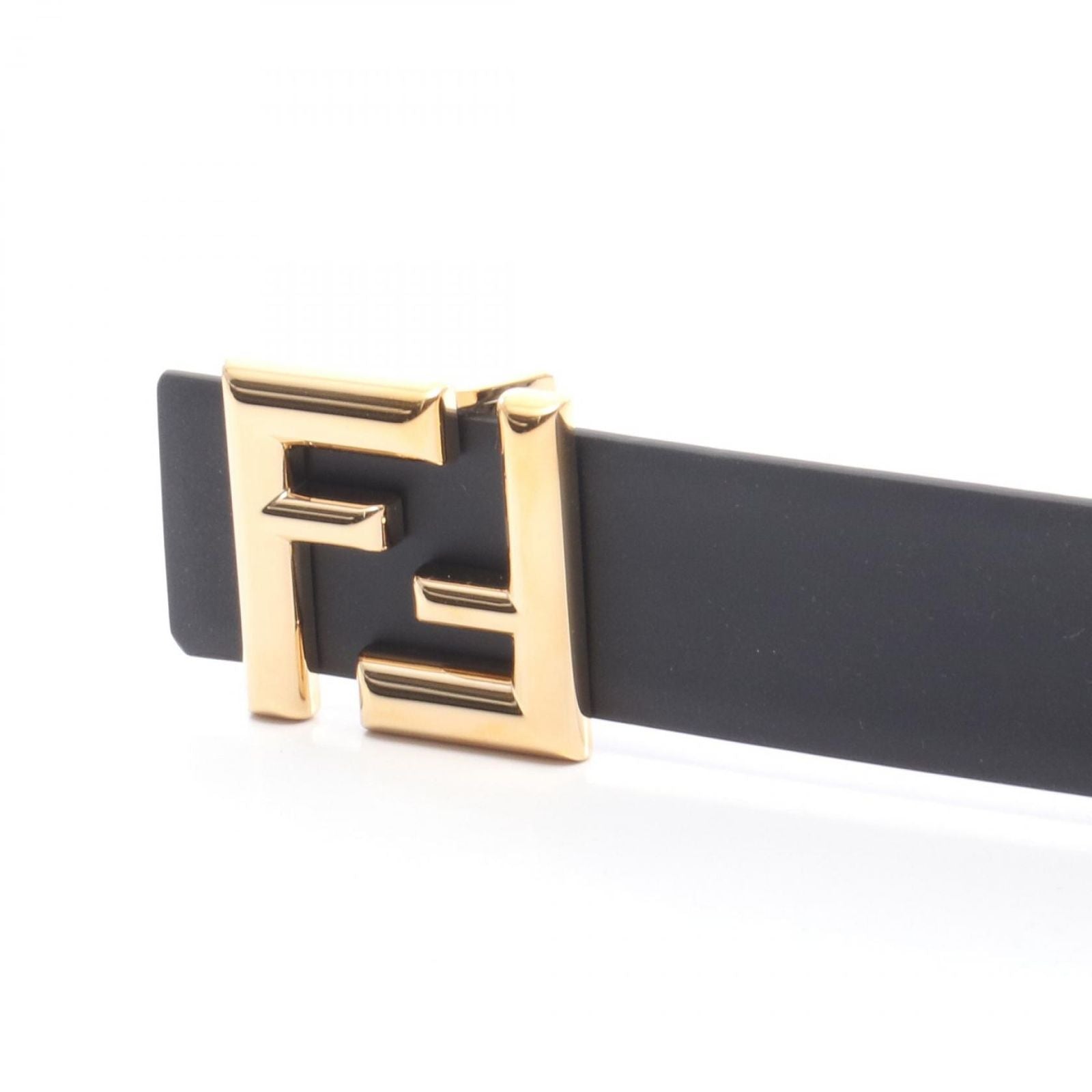 Fendi Belt Round FF Reversible Black Leather