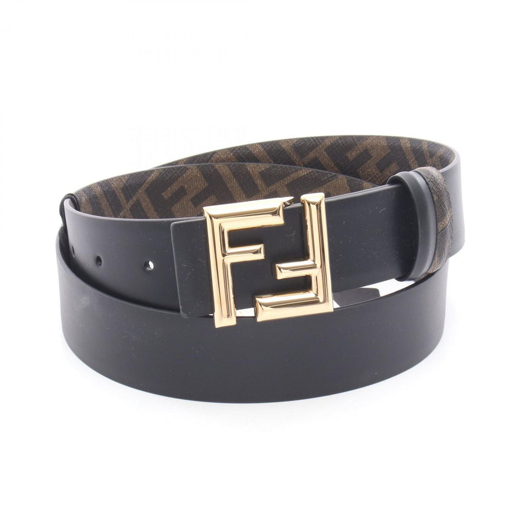 Fendi Belt FF Logo Gold Reversible Black Leather