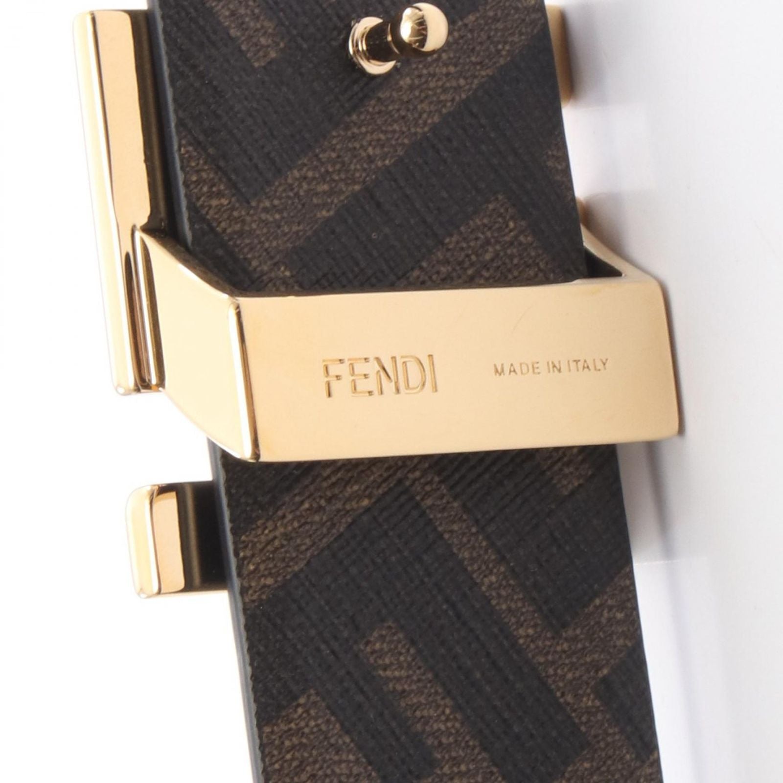 Fendi Belt FF Logo Gold Reversible Black Leather