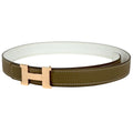 Hermes Constance Reversible Belt Leather Gray White
