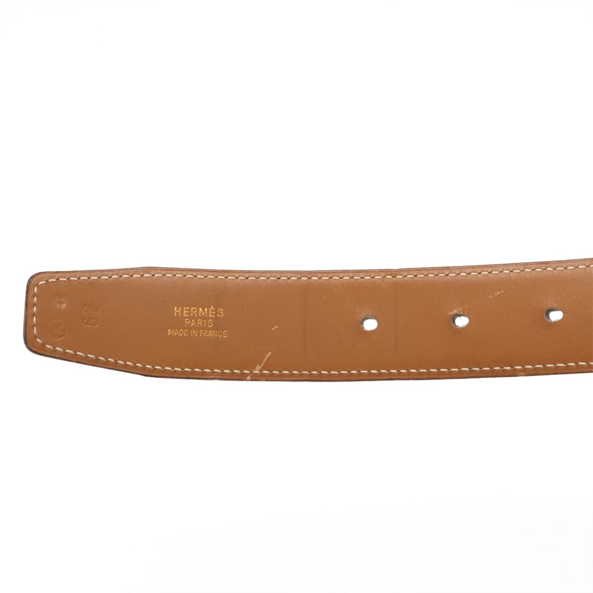 Hermes Belt Buckle Reversible Box Calf Leather Black Light Brown Gold 62
