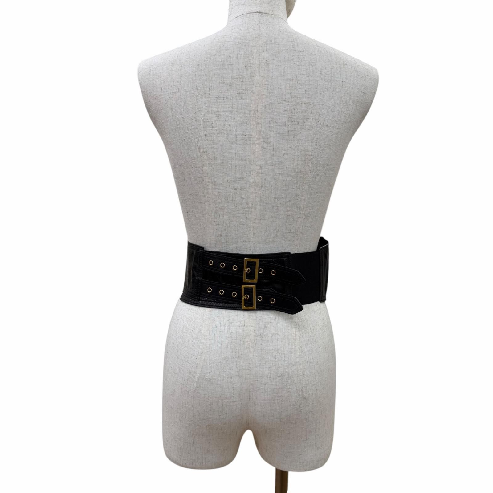 Dior Vintage Logo Saddle Leather Belt Black Gold