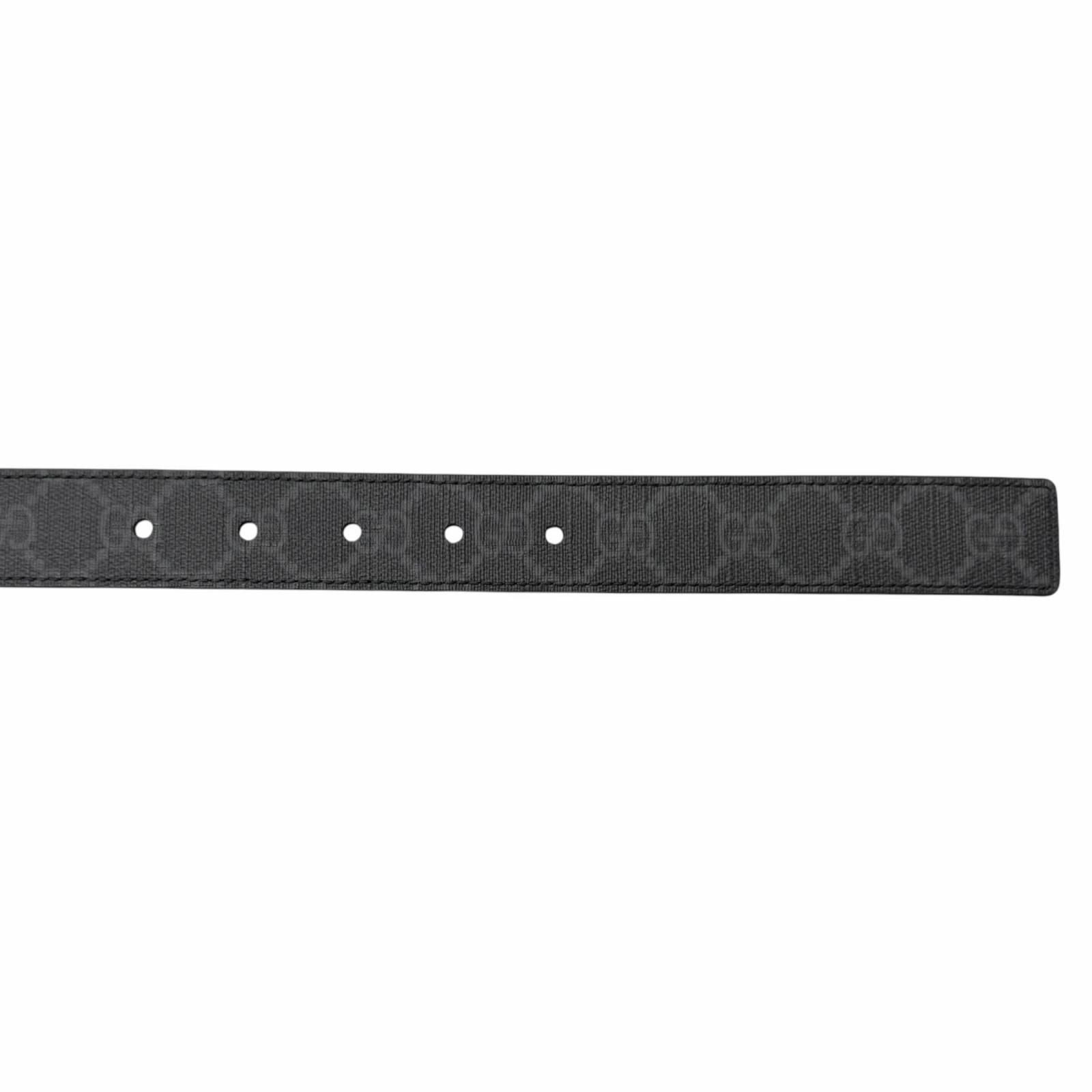 Gucci Leather GG Supreme Canvas Square Buckle Reversible Belt Black 90 36