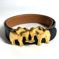 Hermes Belt Elephant Logo Leather Black