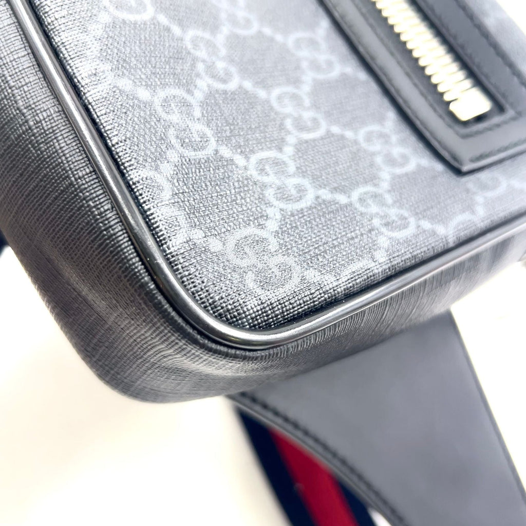 Gucci Soft GG Supreme Sherry Line Leather Dark Gray Black Multicolor Belt Bag
