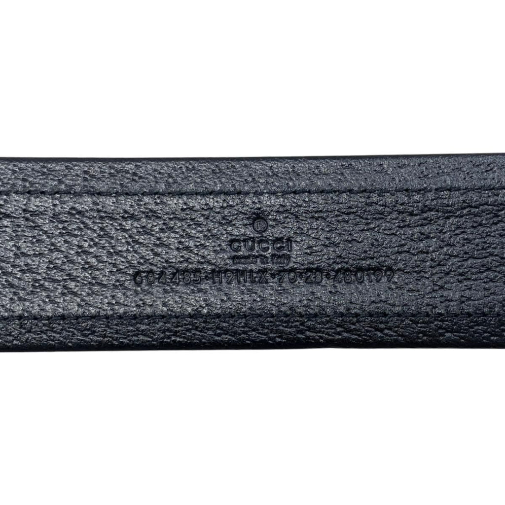 Gucci Belt Jumbo GG Nylon Leather Black Silver