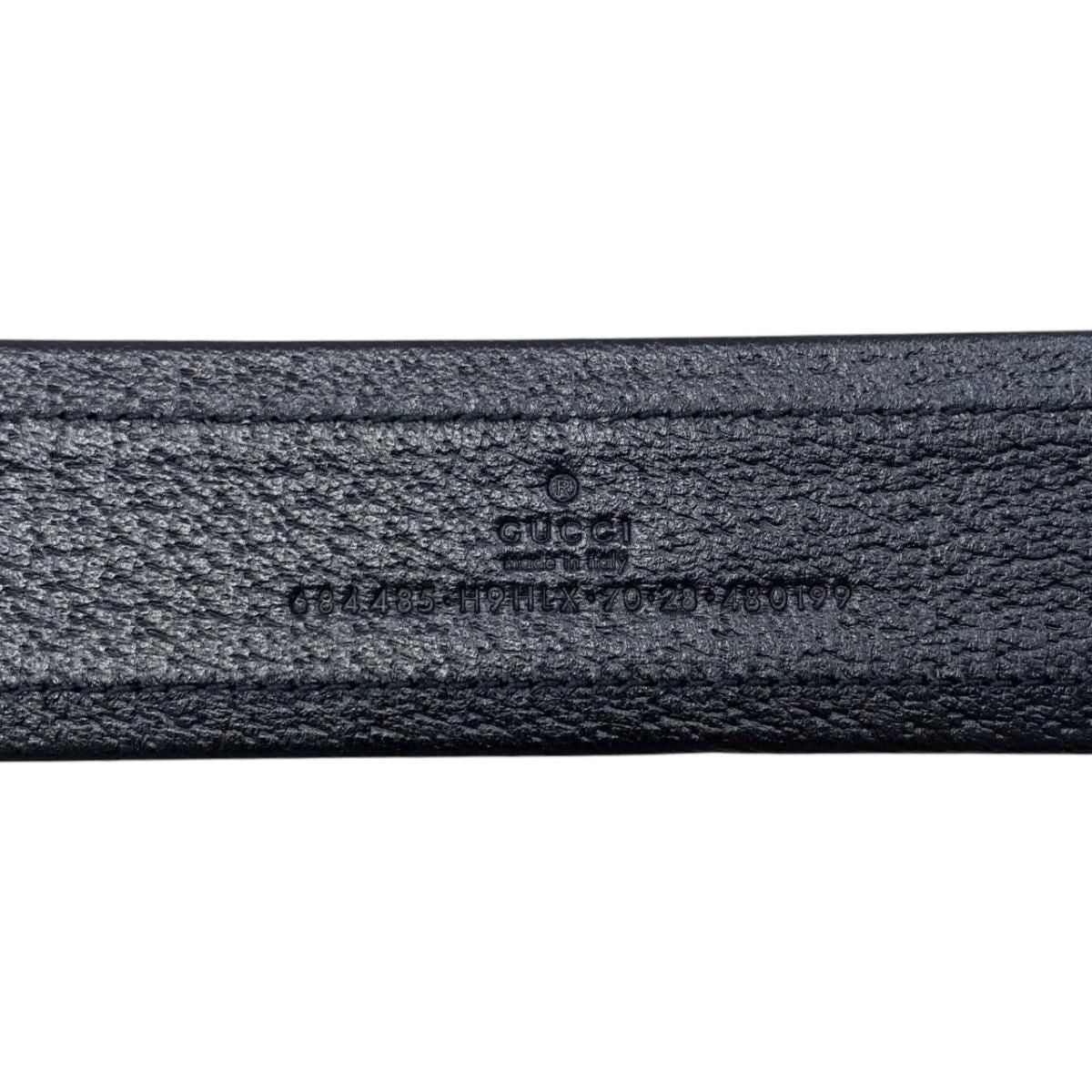 Gucci Belt Jumbo GG Nylon Leather Black Silver