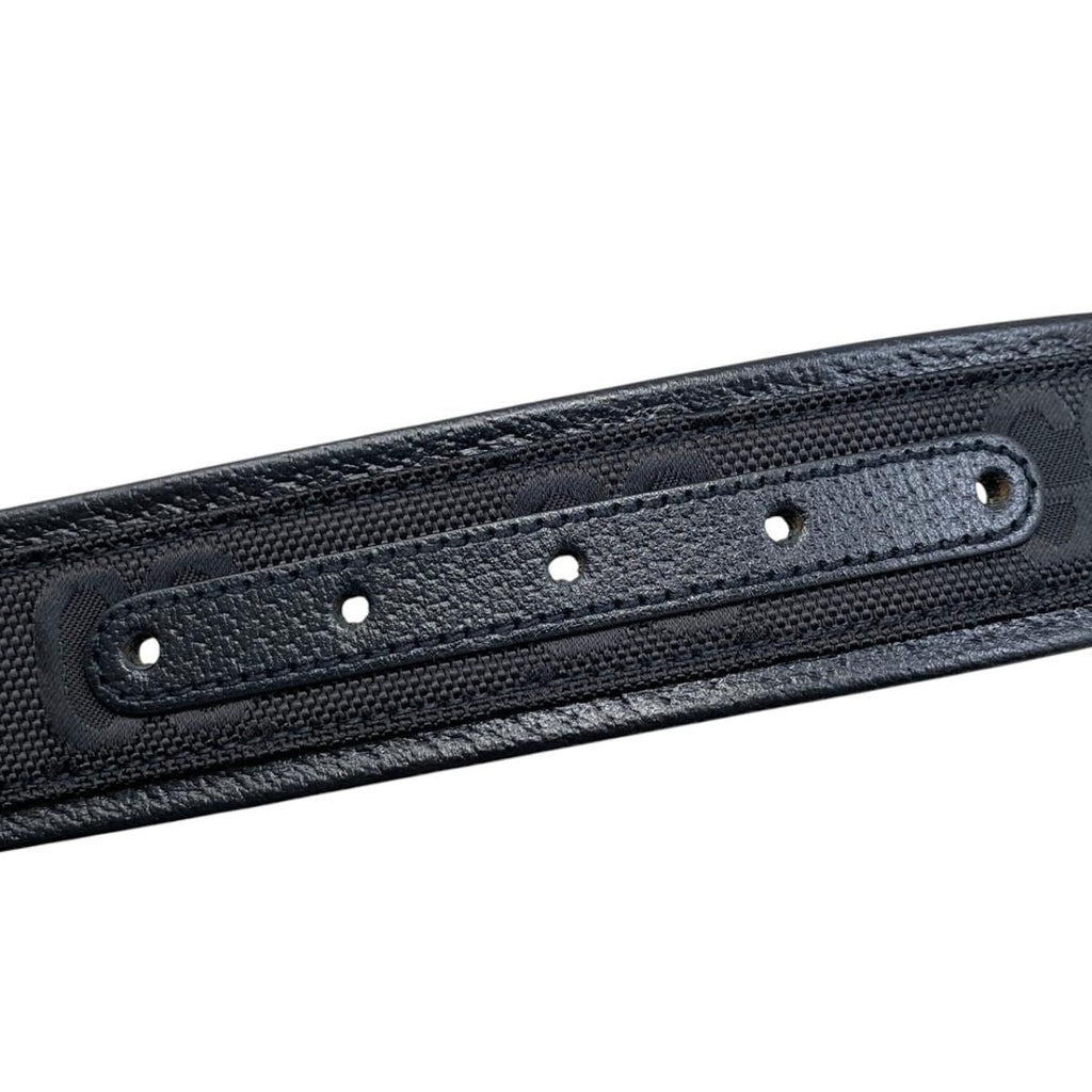 Gucci Belt Jumbo GG Nylon Leather Black Silver