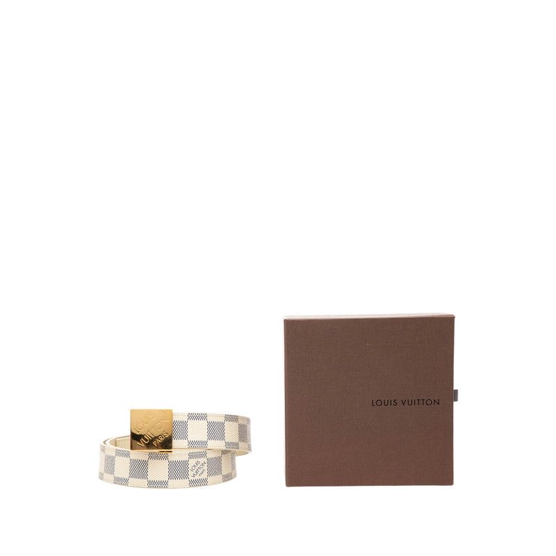 Louis Vuitton Damier Azur Ceinture Carre Belt 85 34 White Leather