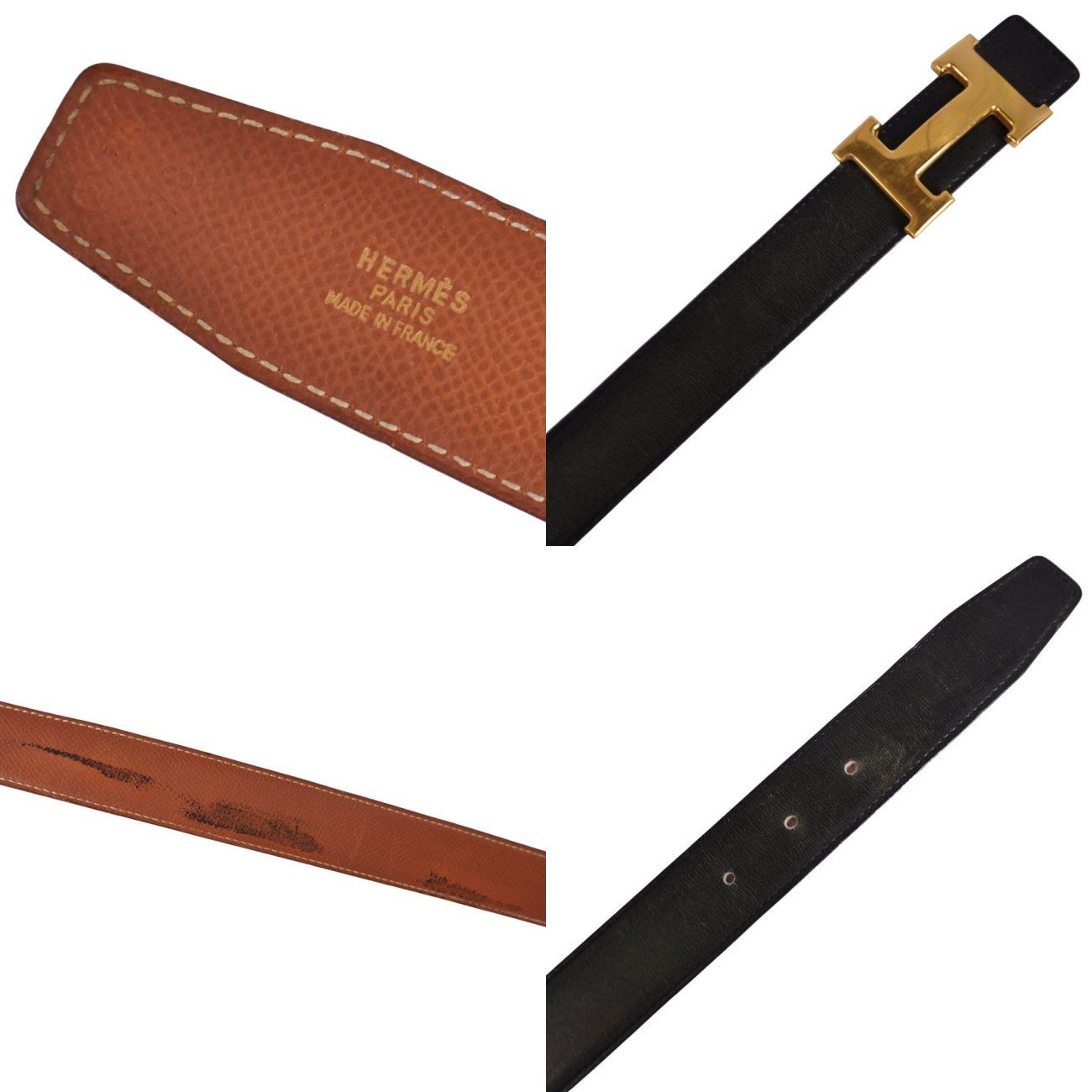 Hermes Vintage 96 Belt Leather Logo