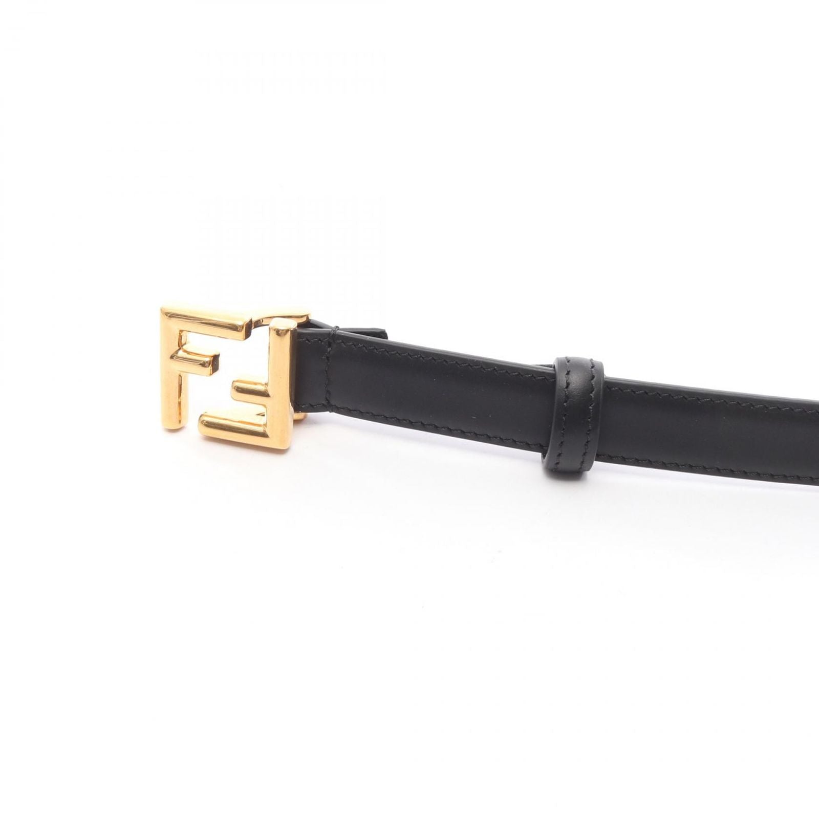 Fendi Belt FF Logo Black Leather
