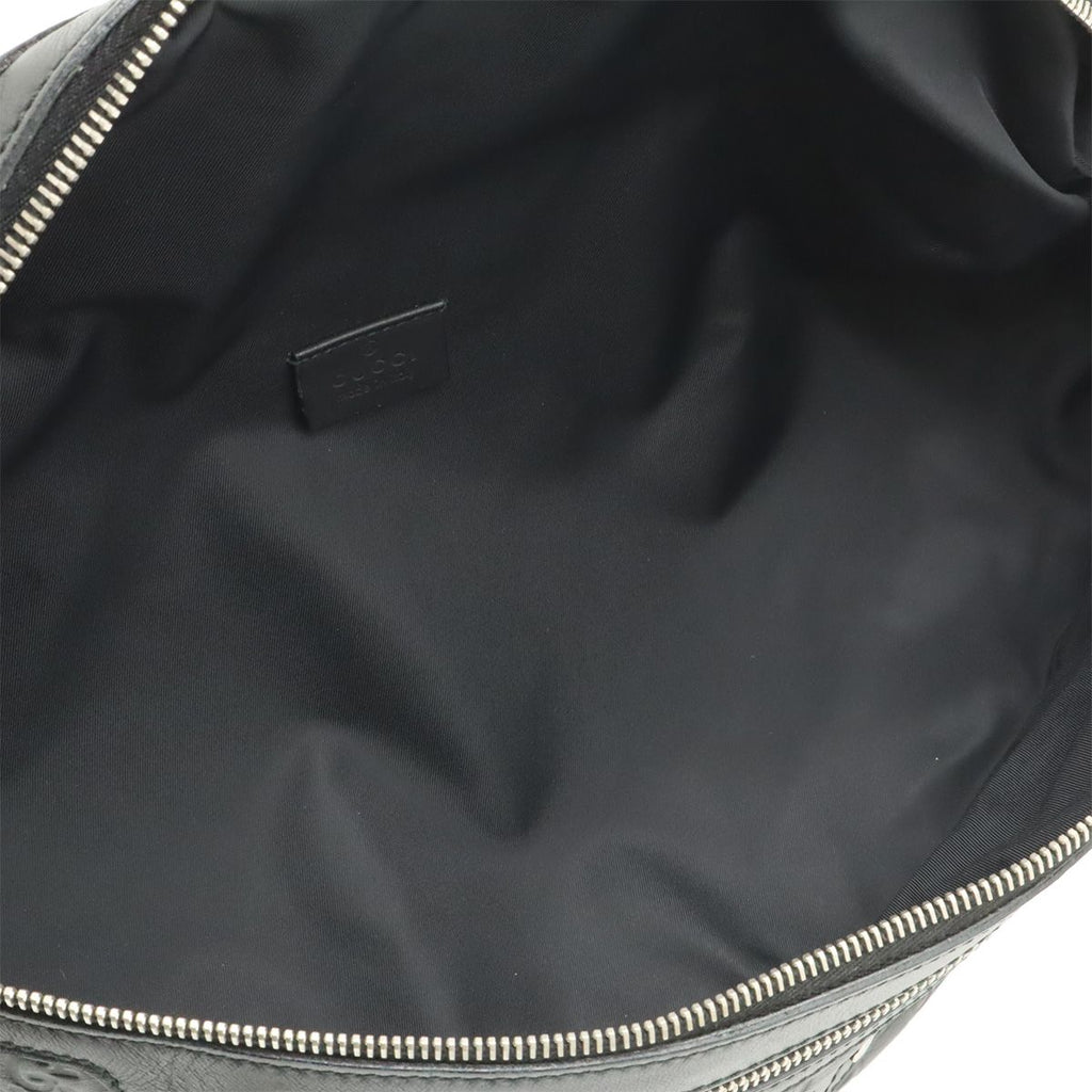 Gucci Guccissima Belt Bag Waist Pouch Hip Rubber Coating Leather Black Silver