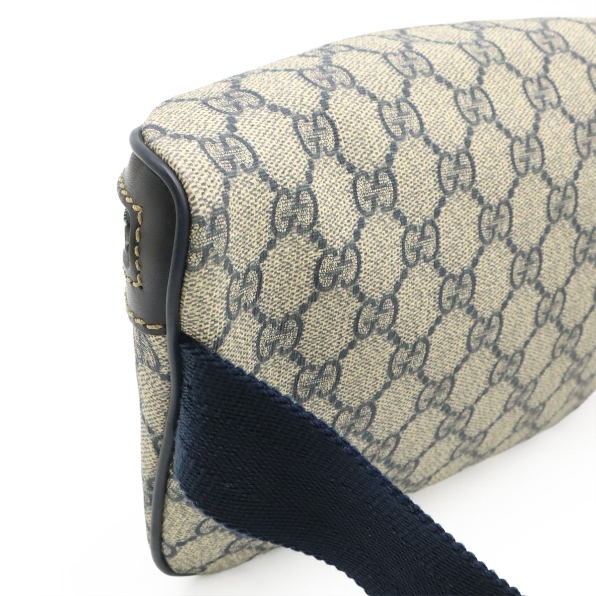 Gucci GG Supreme Belt Bag Waist Pouch Hip Leather Navy