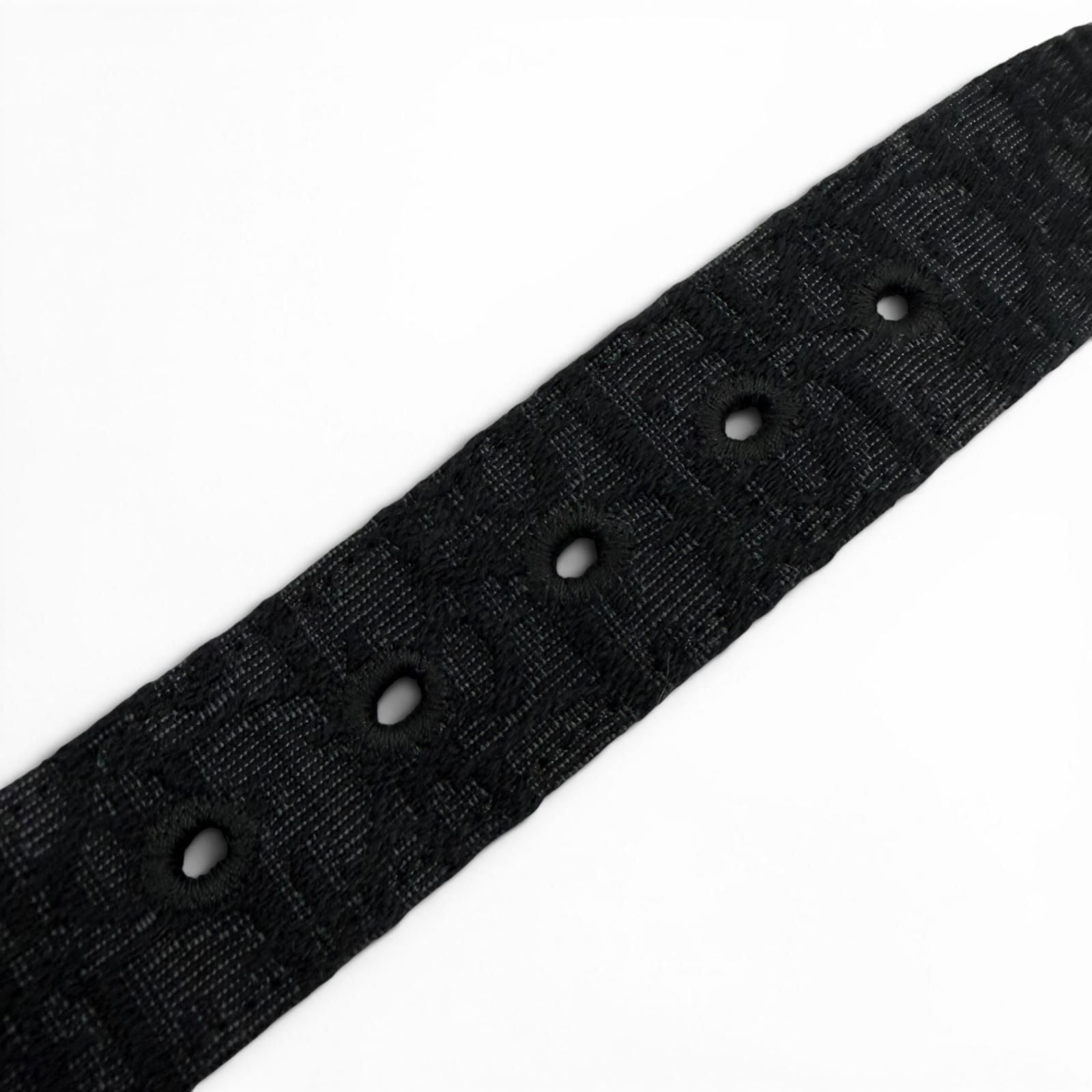 Dior Homme Canvas Leather Oblique Pin Buckle Belt Black Silver