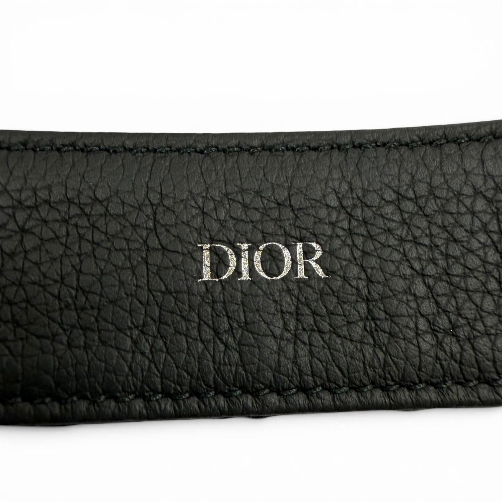 Dior Homme Canvas Leather Oblique Pin Buckle Belt Black Silver