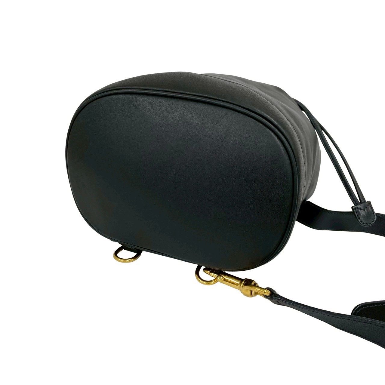Gucci Vintage Bamb Leather Drawstring Belt Bag Black