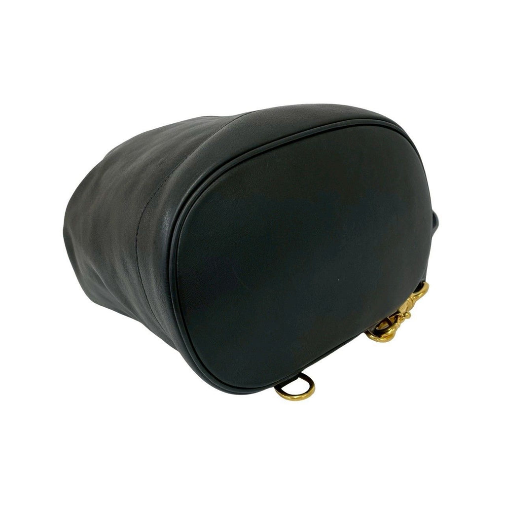 Gucci Vintage Bamb Leather Drawstring Belt Bag Black
