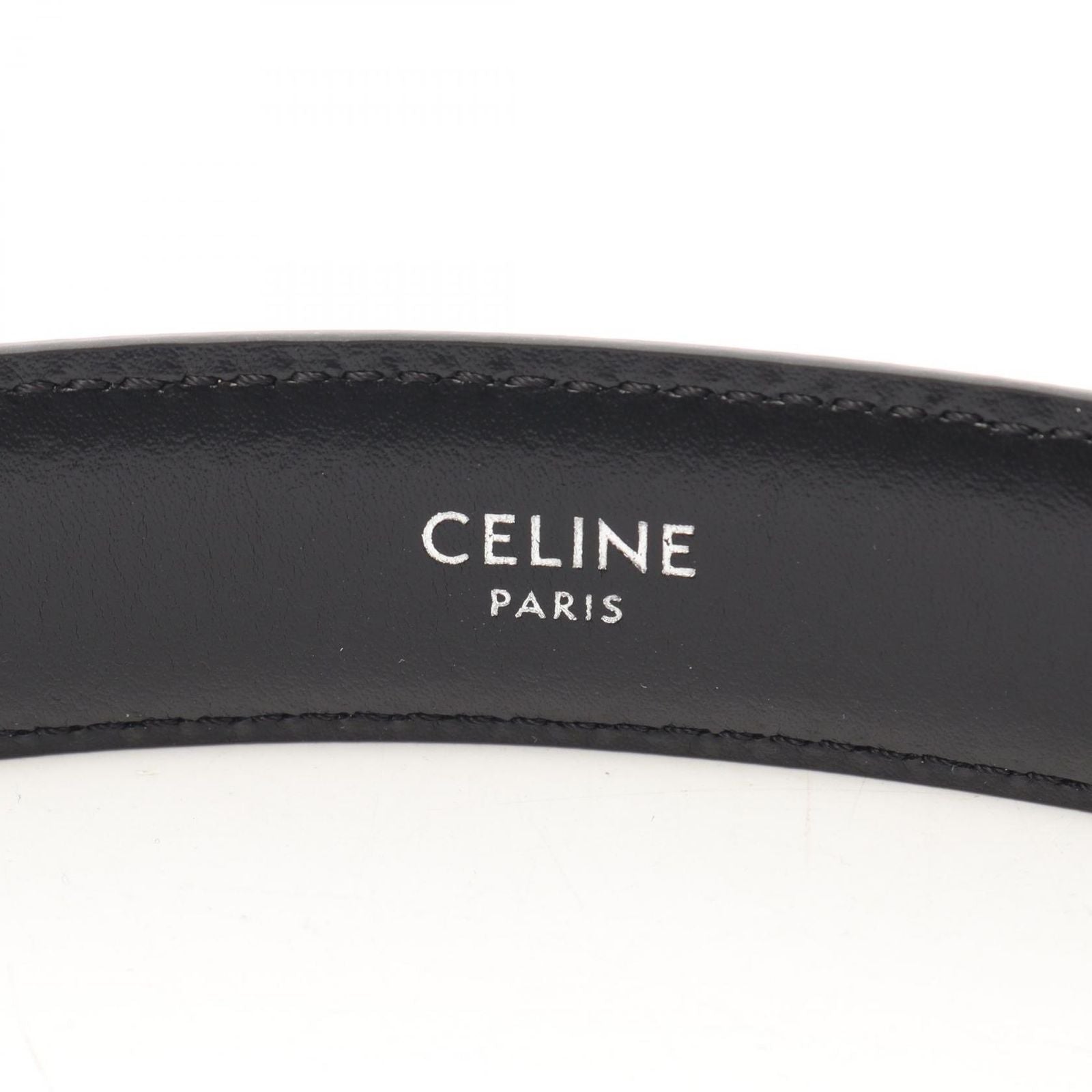 Celine Belt Triomphe Silver Gray Leather