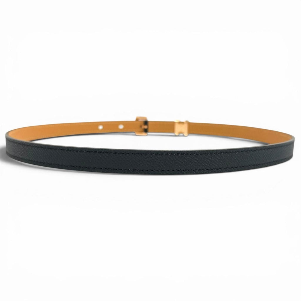 Hermes Pop 15 Black Veau Epsom Golden Rose Belt 75