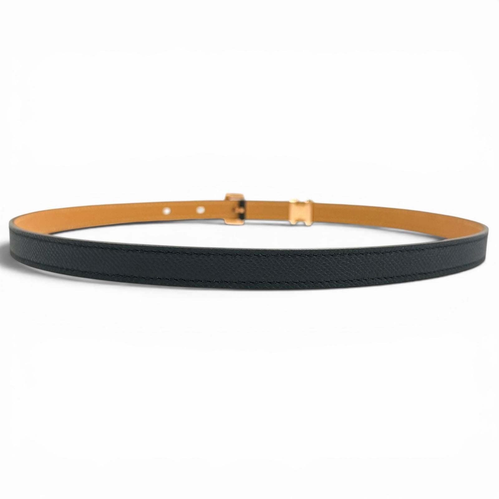 Hermes Pop 15 Black Veau Epsom Golden Rose Belt 75