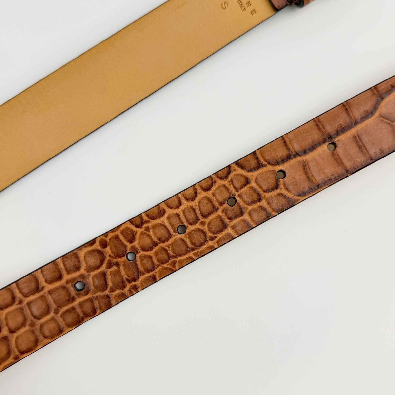Celine Belt Leather Brown Silver Vintage