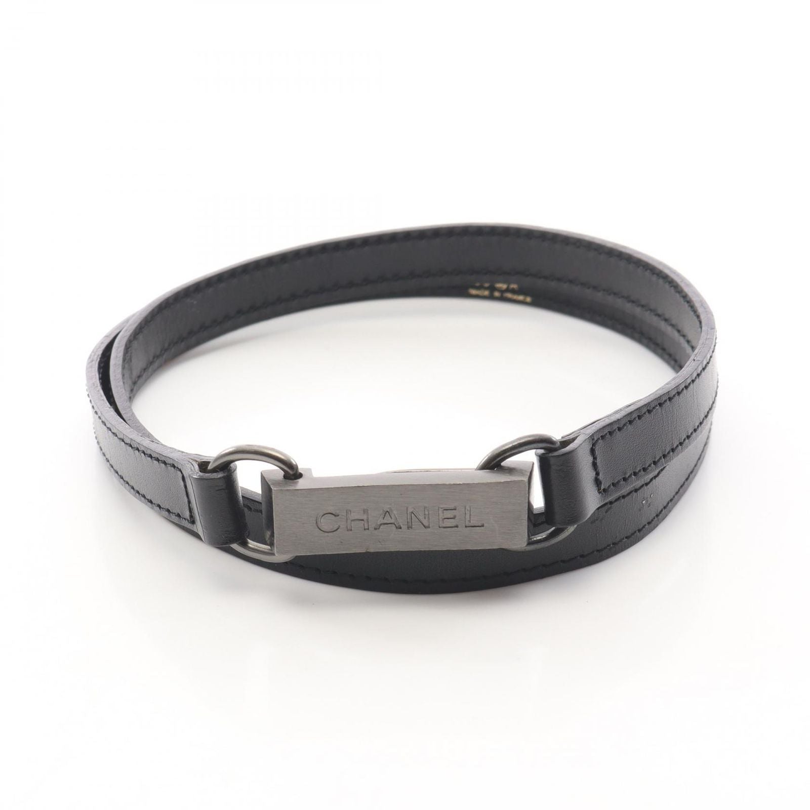 Chanel Belt Logo Plate Leather