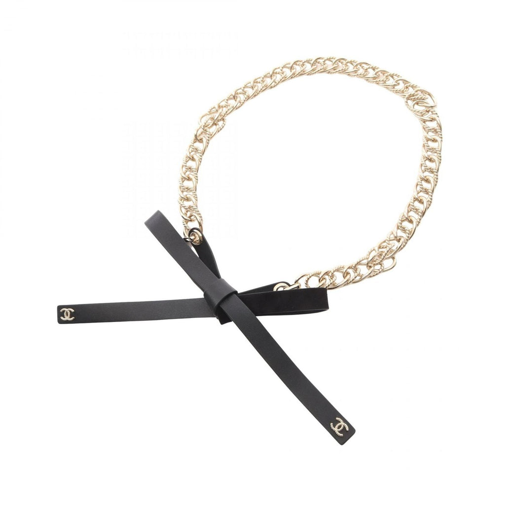 Chanel Belt CC Logo Ribbon Chain Leather