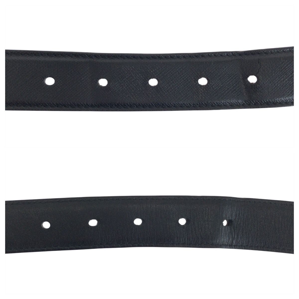 Prada 90 Black Silver Leather Belt