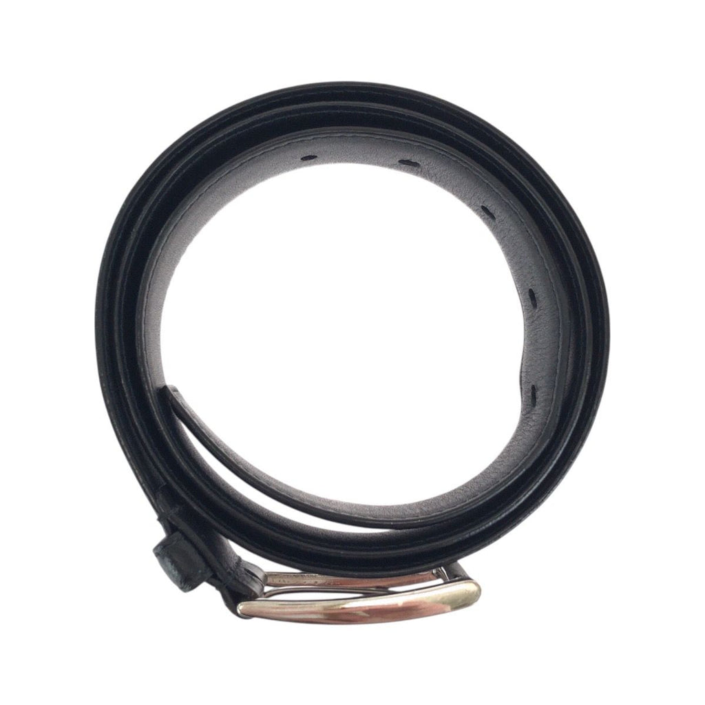 Prada 90 Black Silver Leather Belt