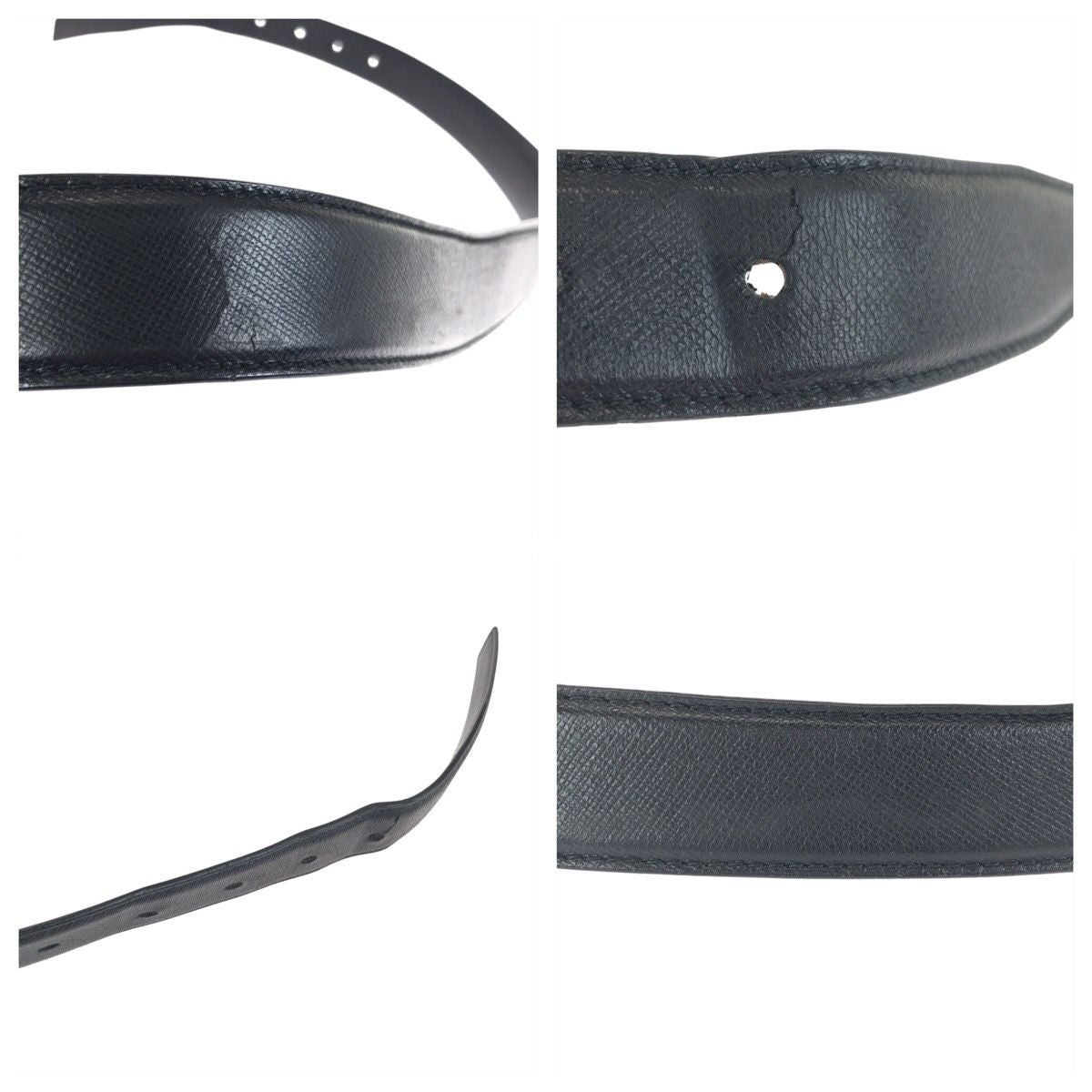 Prada 90 Black Silver Leather Belt