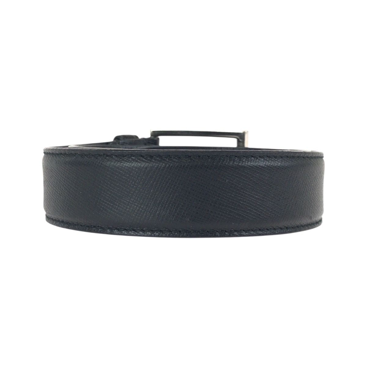 Prada 90 Black Silver Leather Belt