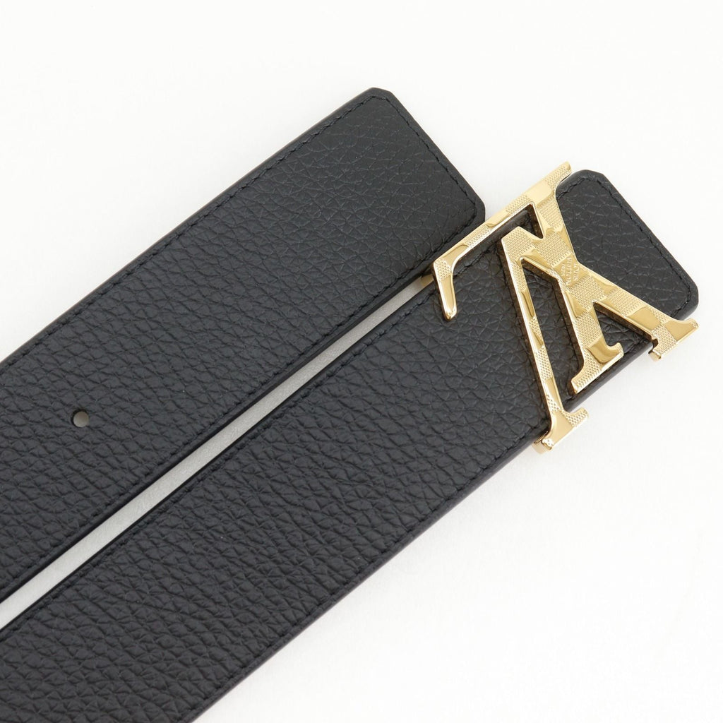 Louis Vuitton Belt LV Damier 40 Reversible Leather Gold Plated Black Gray
