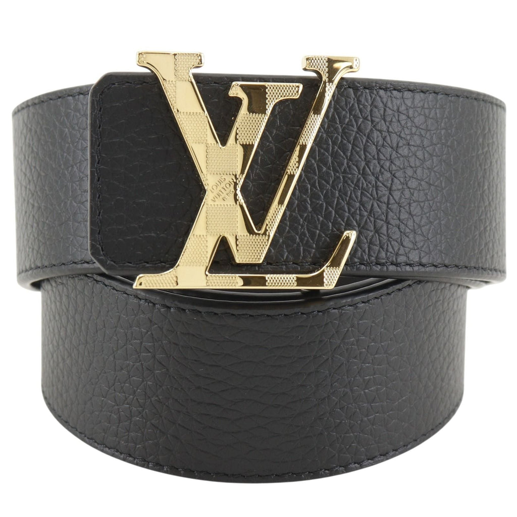 Louis Vuitton Belt LV Damier 40 Reversible Leather Gold Plated Black Gray