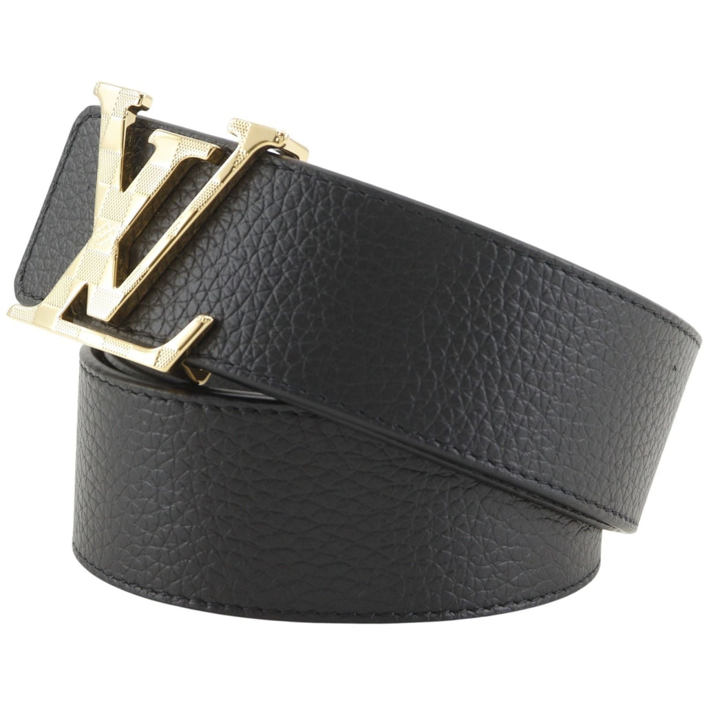 Louis Vuitton Belt LV Damier 40 Reversible Leather Gold Plated Black Gray