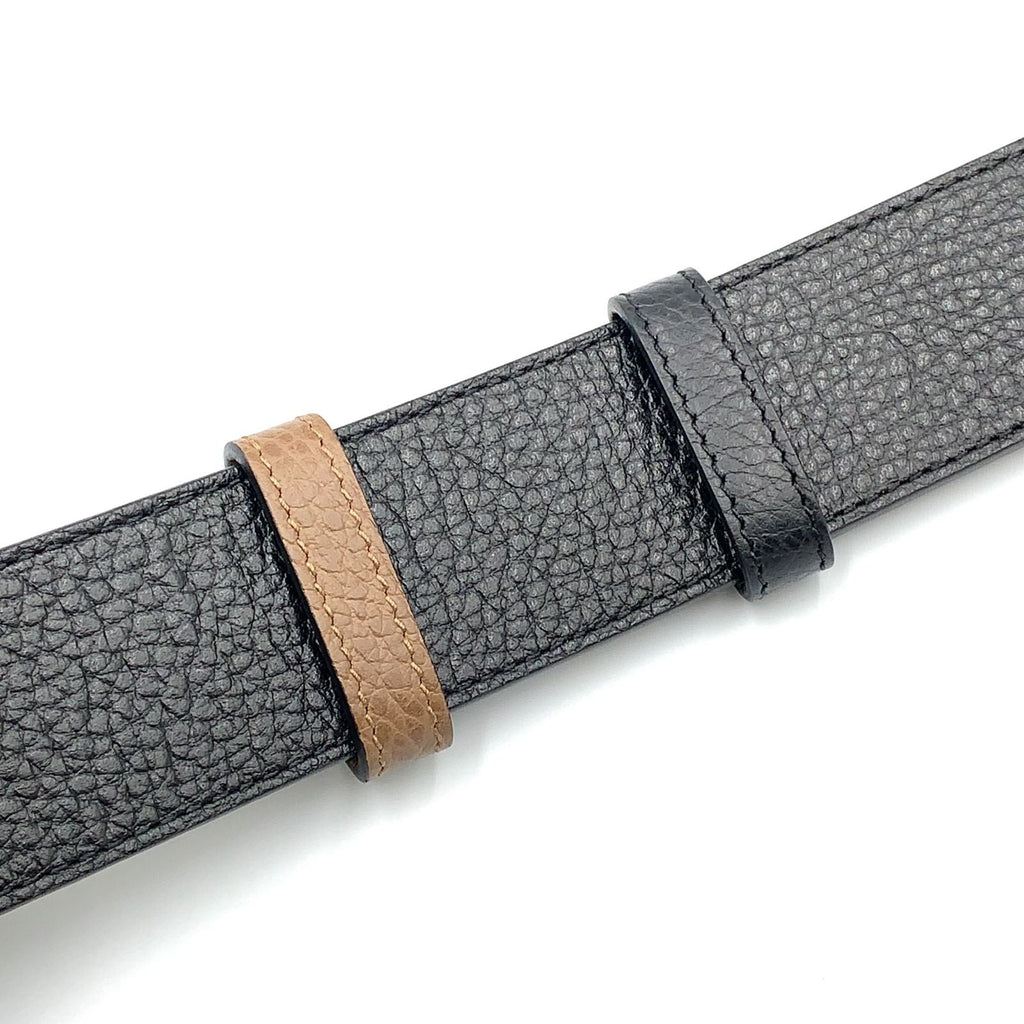 Gucci Interlocking Reversible Leather Brown Black Belt Silver