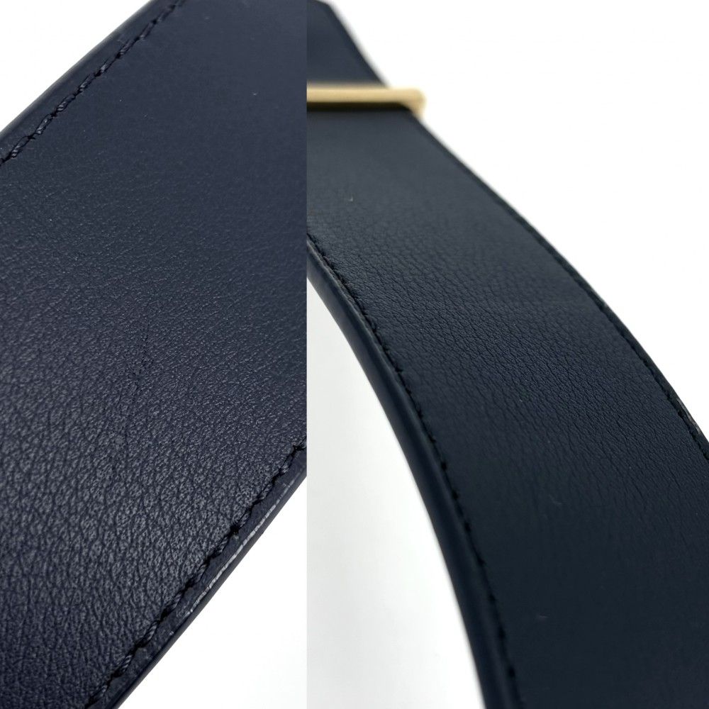 Louis Vuitton Belt Monogram Initial 95 38 Leather Navy Dark Blue Multicolor Gold